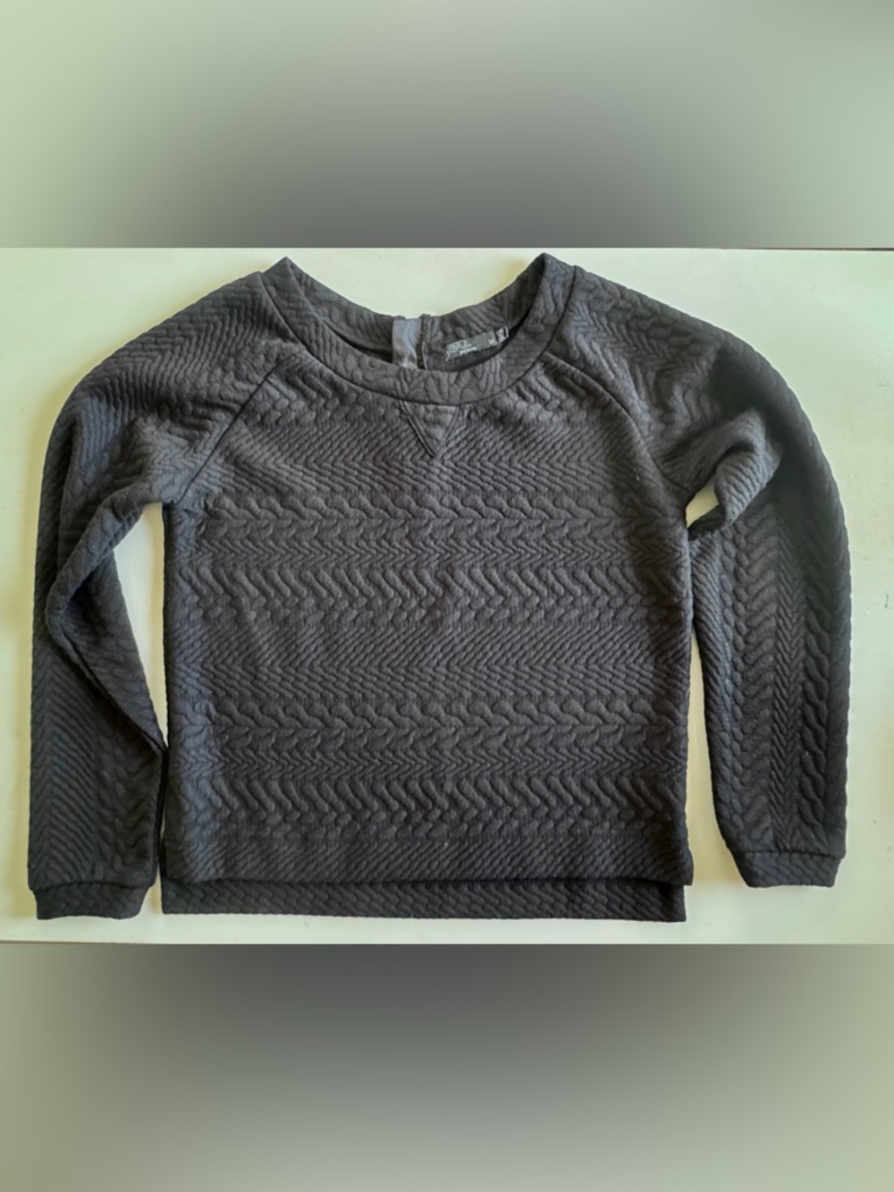 prAna Textured Cropped Sweatshirt / Long Sleeve Tee, Black , Size M